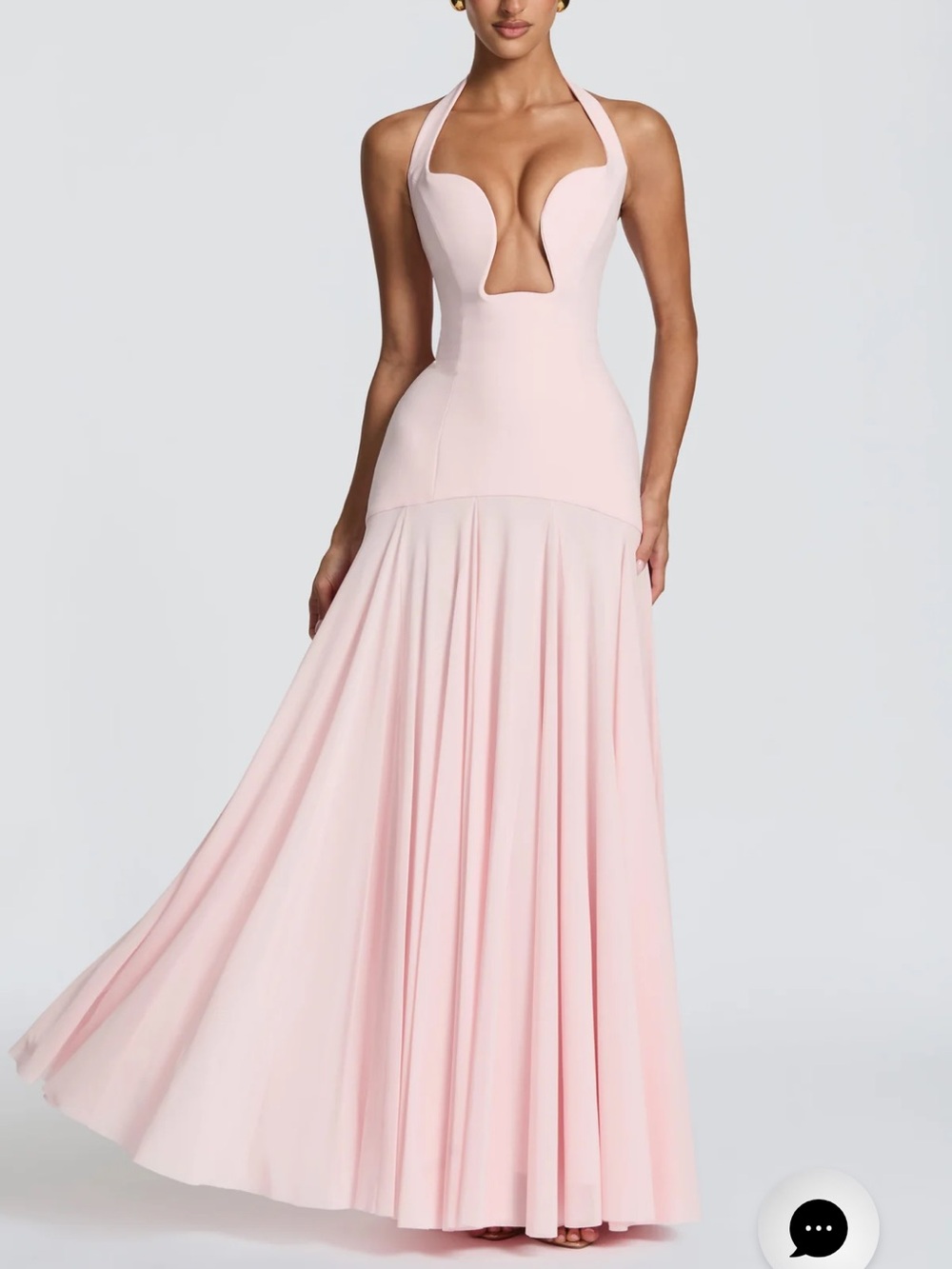 One-Shoulder Plunge Gown in Light Pink